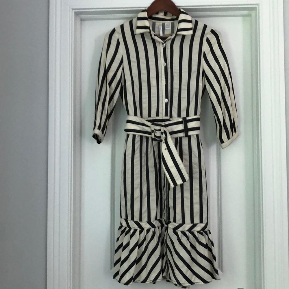 Mango MNG SUITS Striped ruffle shirt dress